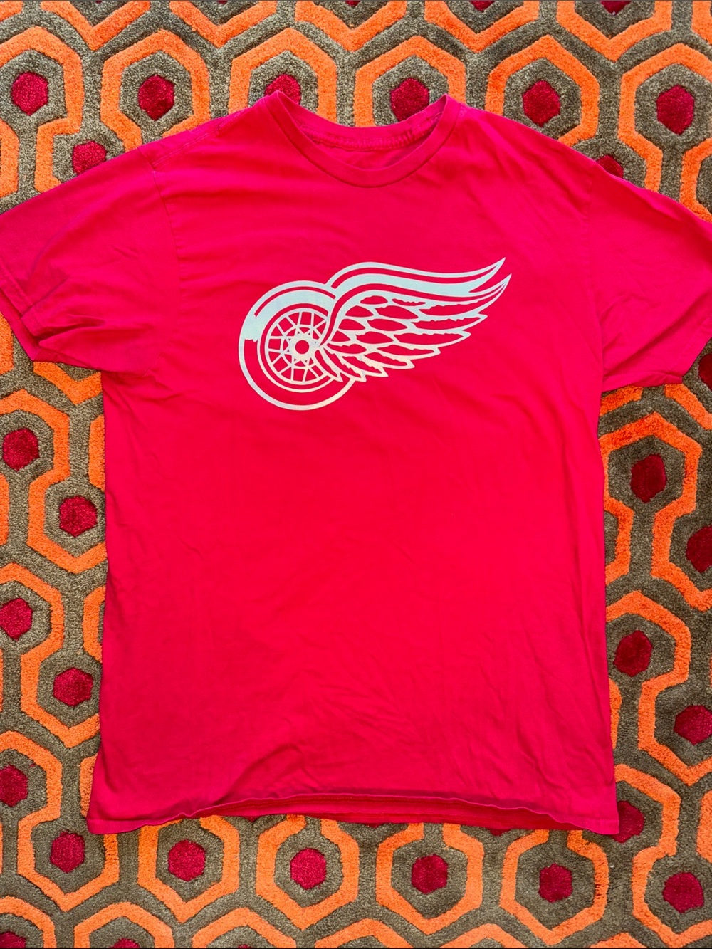 MAKE OFFER! Detroit Red Wings Hockey Hanes Short Sleeve Tee T-shirt Motor City L